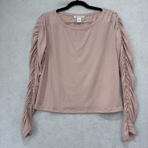 Athleta Tops - Athleta Shirt Womens Medium Pink All Around Ruched Top Long Sleeve Stretch Soft
